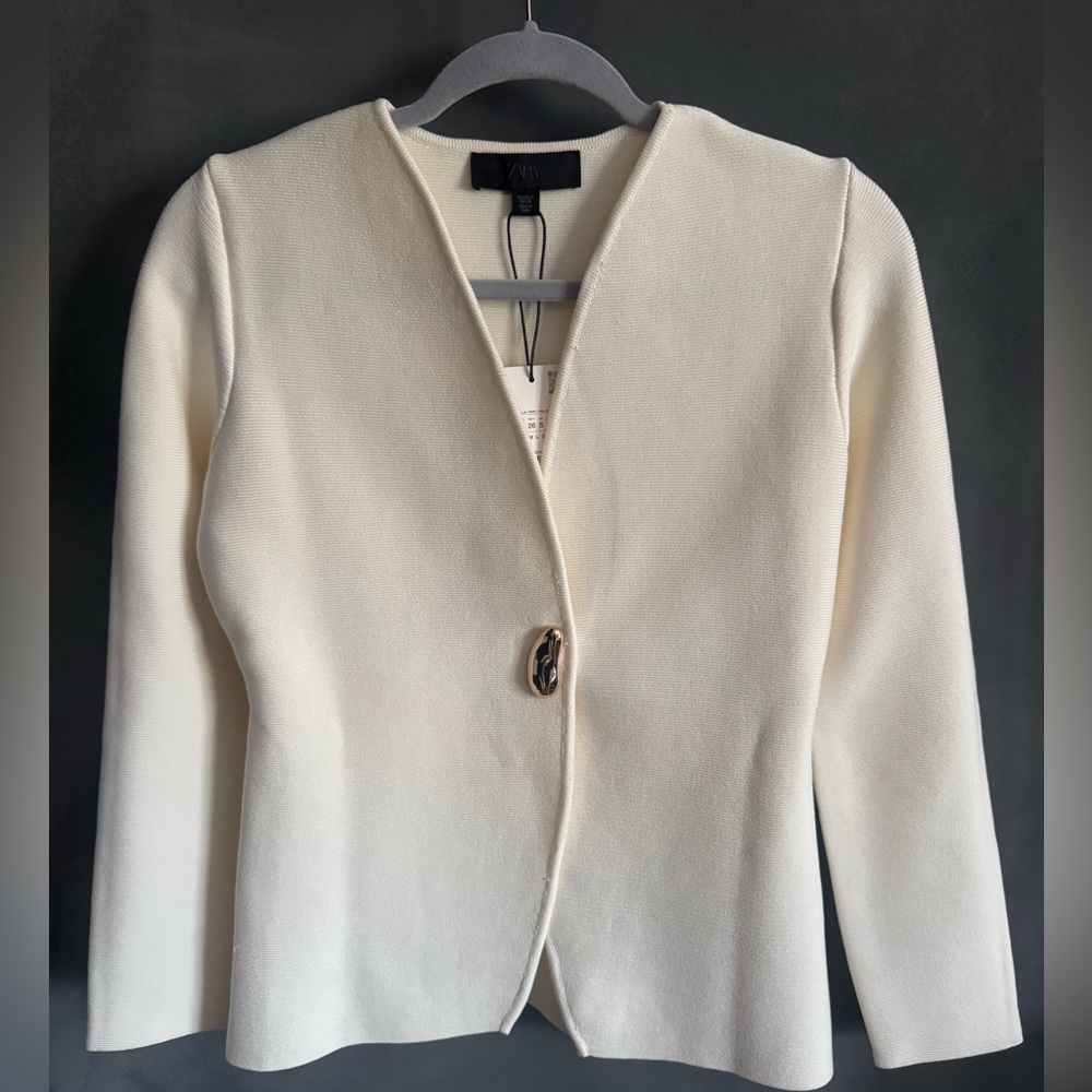 Zara Cream Blazer with Single Button